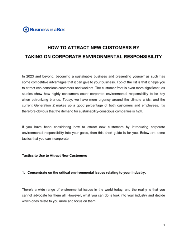 Corporate Environmental Responsibility Template (Free Word)