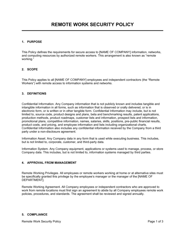 Free Remote Work Security Policy Template – Word & PDF