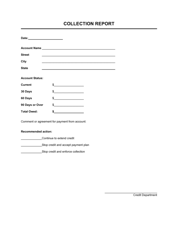 Collection Report Template (Free Word)