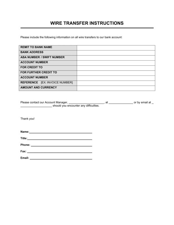 Star Financial Bank Wire Routing Instructions.pdf Free Wire Transfer Instructions Form Template – Word & PDF