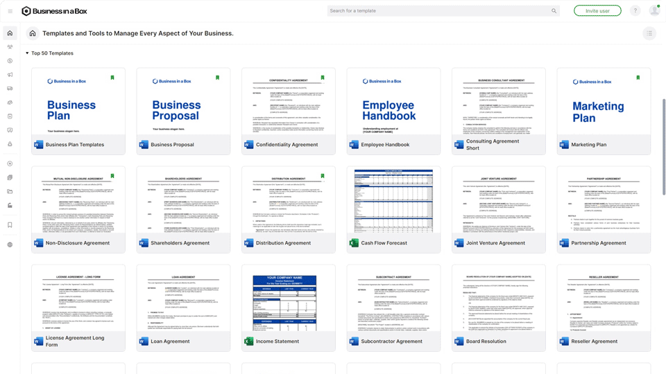 Document templates for business procedures.